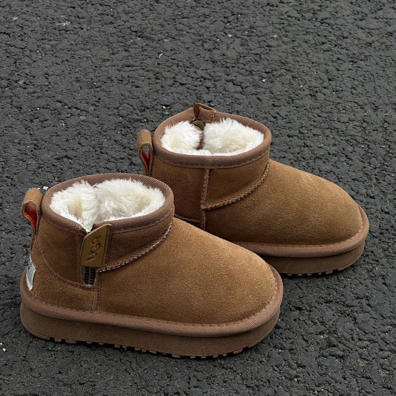 Unisex vaikų žieminiai aulinukai su stora padu, nubuko viršus, šilta vidinė danga, Korėjos stiliaus