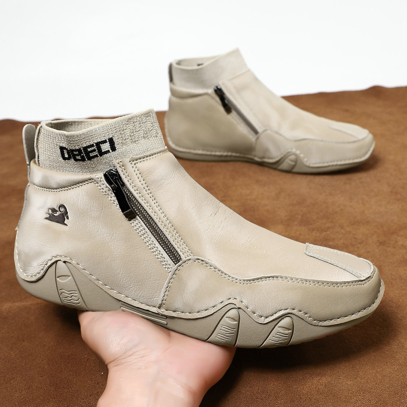 Μπότες Μάρτιν, με επένδυση φλίς, ψηλό ύψος, γνήσιο δέρμα στο πάνω μέρος, καουτσούκ σόλα