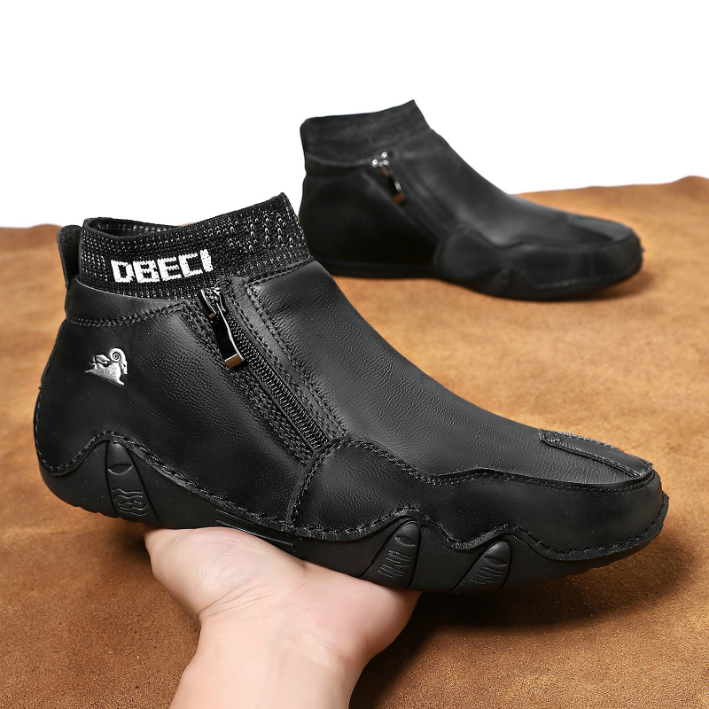 Μπότες Μάρτιν, με επένδυση φλίς, ψηλό ύψος, γνήσιο δέρμα στο πάνω μέρος, καουτσούκ σόλα