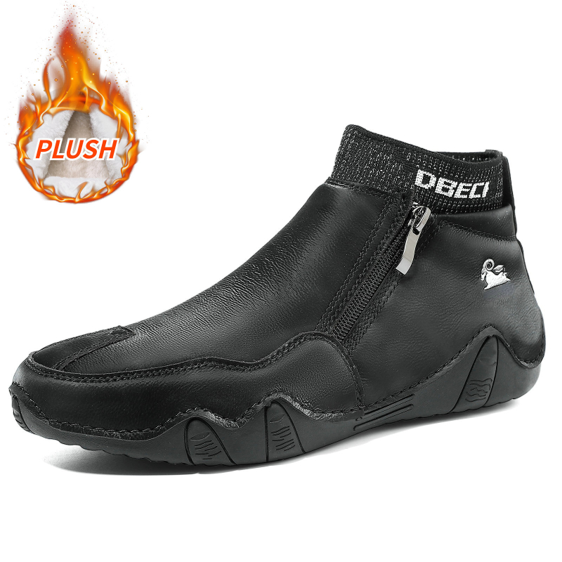 Μπότες Μάρτιν, με επένδυση φλίς, ψηλό ύψος, γνήσιο δέρμα στο πάνω μέρος, καουτσούκ σόλα