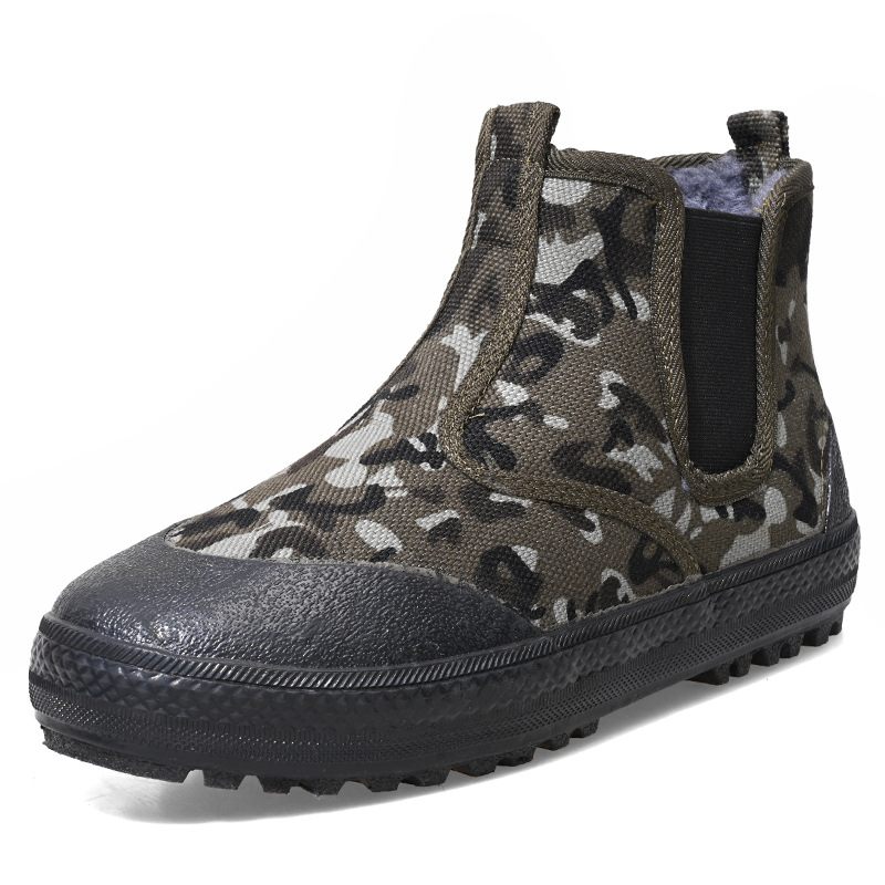 Unisex χειμερινές παντόφλες με fleece επένδυση, καμβάς στο πάνω μέρος, λαστιχένια σόλα, στρογγυλή μύτη