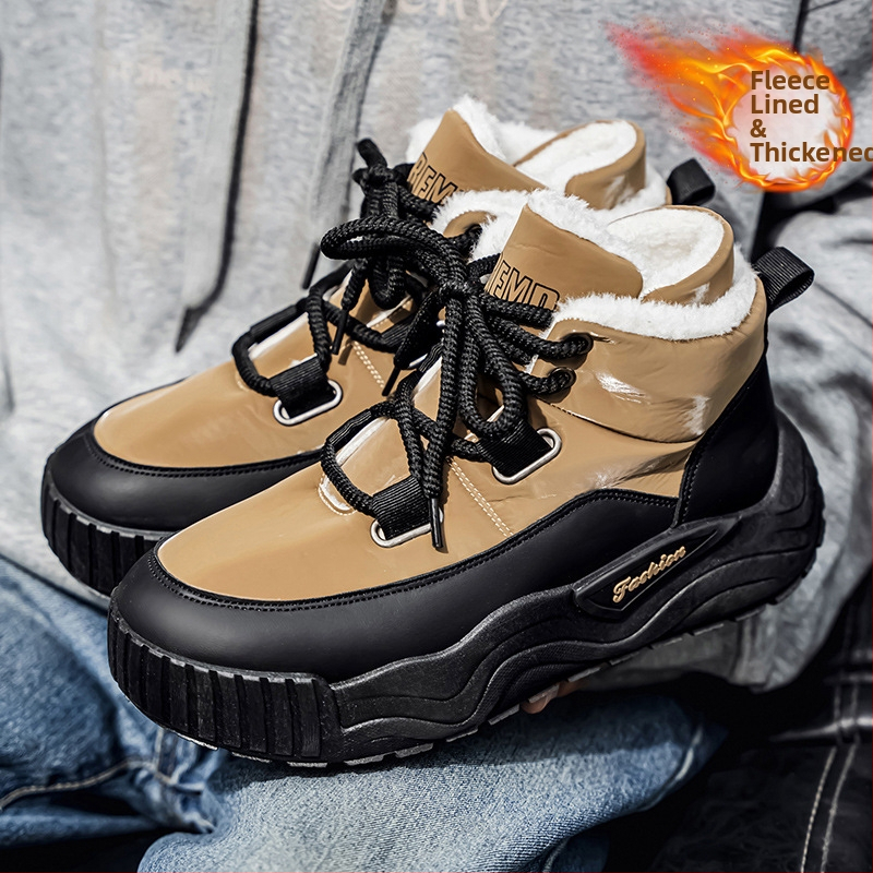 Meeste talvesaapad, nahk ja veekindel ülemine osa; libisemiskindel kummist talla; sisemus kunstliku lühikese karvkattega; lame kanna 1–3 cm