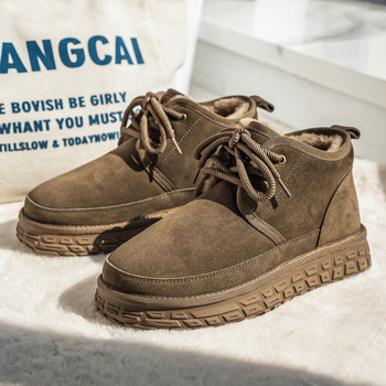 Vyriniai žieminiai batai su nubuko viršutine dalimi, stora pada, atspari slydimui guma, avies vilnos įdaila (Žiema 2025)