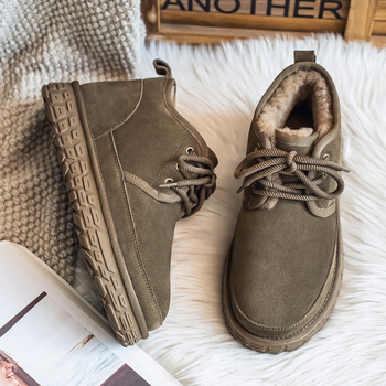 Vyriniai žieminiai batai su nubuko viršutine dalimi, stora pada, atspari slydimui guma, avies vilnos įdaila (Žiema 2025)