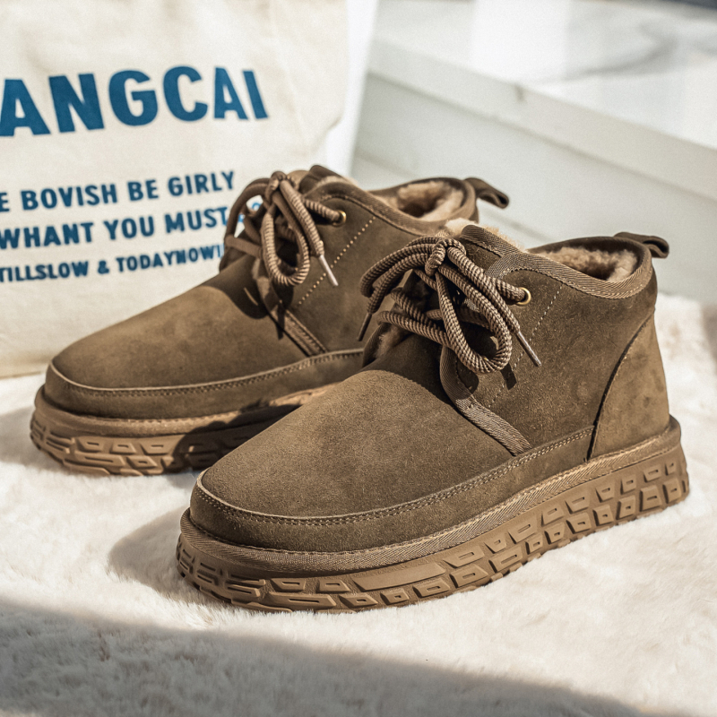 Vyriniai žieminiai batai su nubuko viršutine dalimi, stora pada, atspari slydimui guma, avies vilnos įdaila (Žiema 2025)