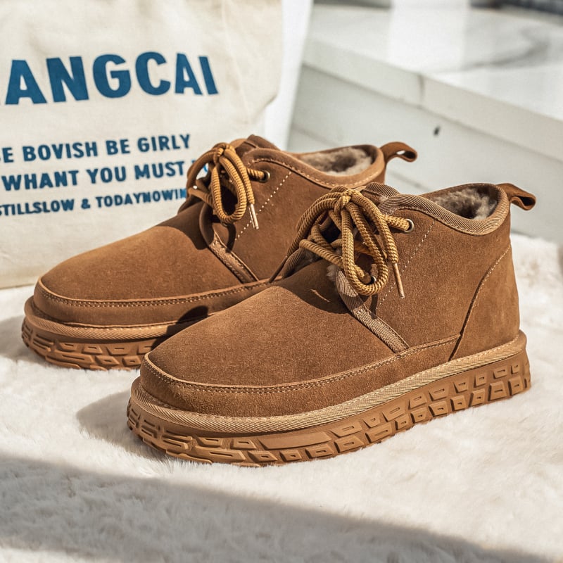 Vyriniai žieminiai batai su nubuko viršutine dalimi, stora pada, atspari slydimui guma, avies vilnos įdaila (Žiema 2025)