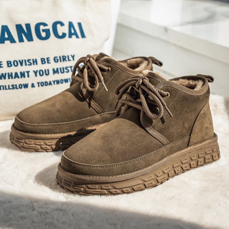 Vyriniai žieminiai batai su nubuko viršutine dalimi, stora pada, atspari slydimui guma, avies vilnos įdaila (Žiema 2025)