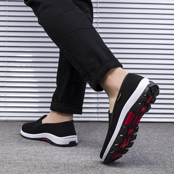 Unisex παπούτσια περιπάτου με άνω μέρος από βαμβακερό ύφασμα, στρογγυλή μύτη, χαμηλό ύψος, διαπνοή, αντιολισθητική καουτσούκ σόλα