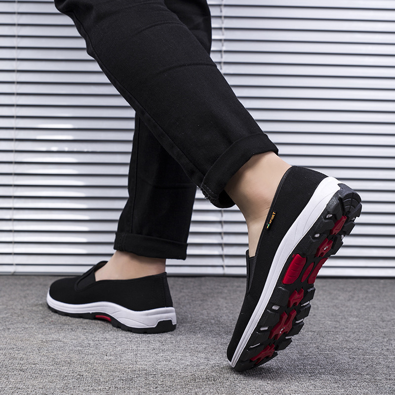 Unisex παπούτσια περιπάτου με άνω μέρος από βαμβακερό ύφασμα, στρογγυλή μύτη, χαμηλό ύψος, διαπνοή, αντιολισθητική καουτσούκ σόλα