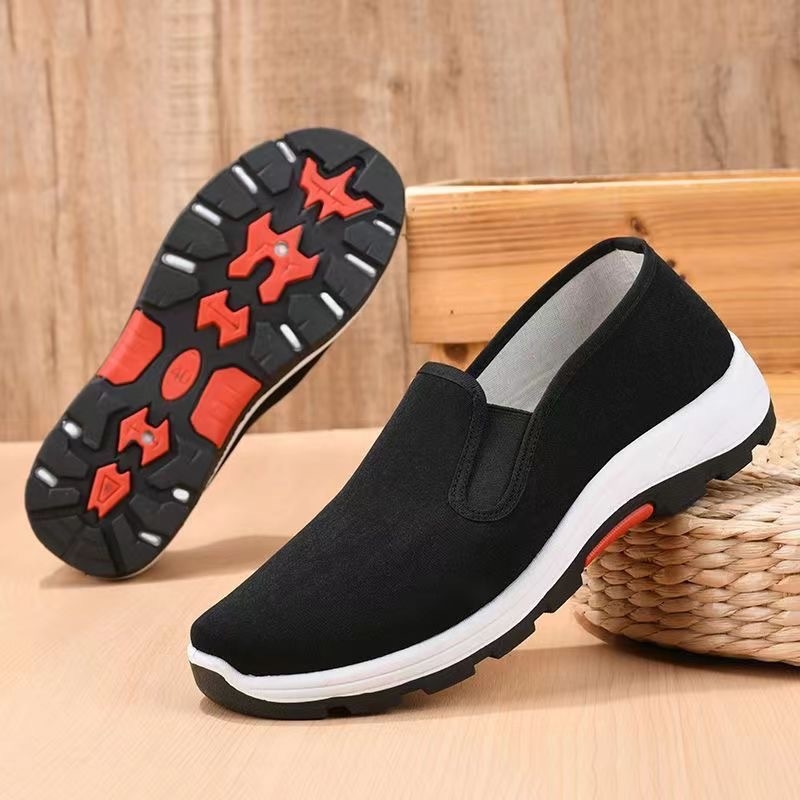 Unisex παπούτσια περιπάτου με άνω μέρος από βαμβακερό ύφασμα, στρογγυλή μύτη, χαμηλό ύψος, διαπνοή, αντιολισθητική καουτσούκ σόλα