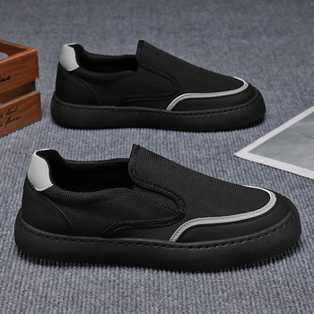 Ανδρικά παπούτσια slip-on, ελαφριά, διαπνέουσα επένδυση από δικτυωτό ύφασμα, ελαφρύ επάνω μέρος από συνθετικό δέρμα, χαμηλό προφίλ, EVA πάτος, καουτσούκ σόλα