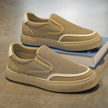 Ανδρικά παπούτσια slip-on, ελαφριά, διαπνέουσα επένδυση από δικτυωτό ύφασμα, ελαφρύ επάνω μέρος από συνθετικό δέρμα, χαμηλό προφίλ, EVA πάτος, καουτσούκ σόλα