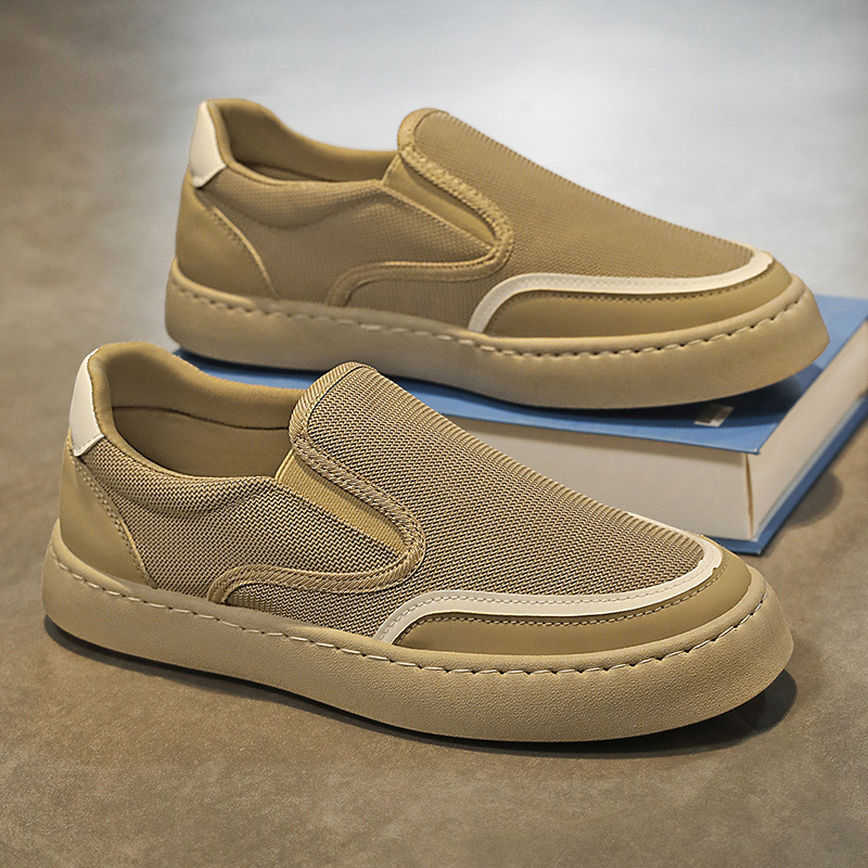 Ανδρικά παπούτσια slip-on, ελαφριά, διαπνέουσα επένδυση από δικτυωτό ύφασμα, ελαφρύ επάνω μέρος από συνθετικό δέρμα, χαμηλό προφίλ, EVA πάτος, καουτσούκ σόλα