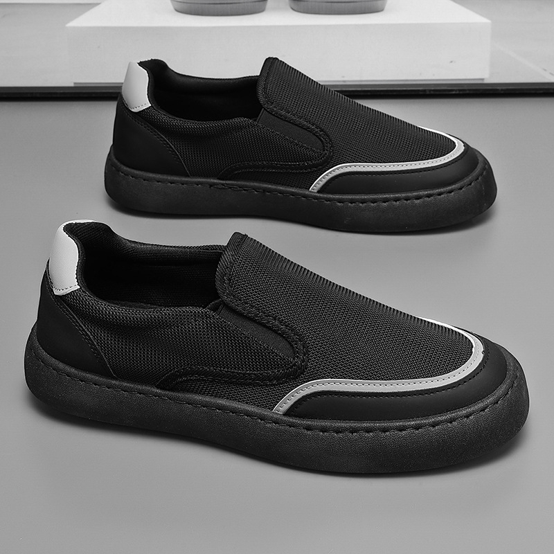 Ανδρικά παπούτσια slip-on, ελαφριά, διαπνέουσα επένδυση από δικτυωτό ύφασμα, ελαφρύ επάνω μέρος από συνθετικό δέρμα, χαμηλό προφίλ, EVA πάτος, καουτσούκ σόλα