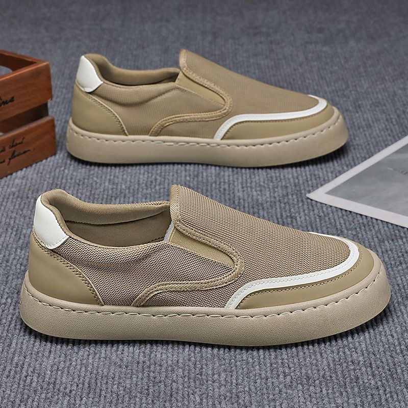 Ανδρικά παπούτσια slip-on, ελαφριά, διαπνέουσα επένδυση από δικτυωτό ύφασμα, ελαφρύ επάνω μέρος από συνθετικό δέρμα, χαμηλό προφίλ, EVA πάτος, καουτσούκ σόλα