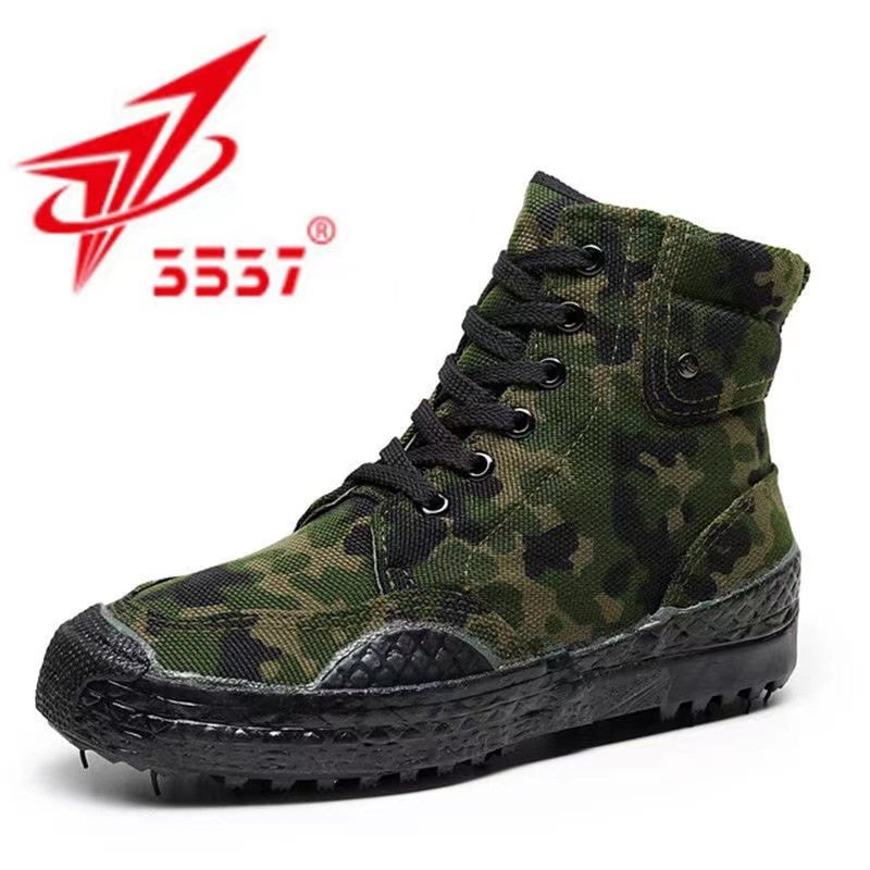 Pantofi de lucru din pânză, înalte, unisex, model camuflaj, talpă din cauciuc