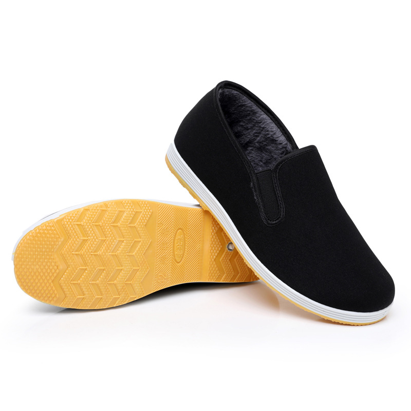 Pantofi de iarnă din pânză pentru bărbați – vârf rotund, căptușeală caldă din pluș sintetic, talpă PVC, profil jos, stil etnic