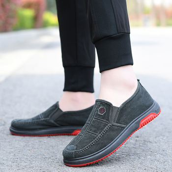 Muške slip-on tenisice za casual nošenje, prozračni gornji dio od pamukaste tkanine, gumena potplat, zaobljeni vrh, niski potplat