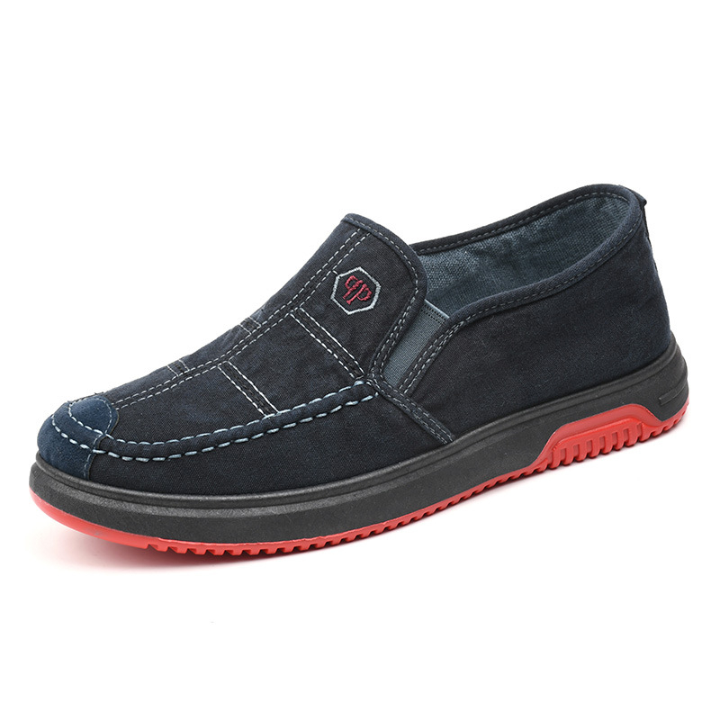 Muške slip-on tenisice za casual nošenje, prozračni gornji dio od pamukaste tkanine, gumena potplat, zaobljeni vrh, niski potplat