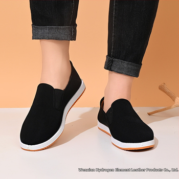 Unisex casual platnene tenisice, okrugli vrh, pamukasti gornji dio, potplat od goveđeg tetiva, ulošak od umjetnog krzna, elastični slip-on, niski gornji dio