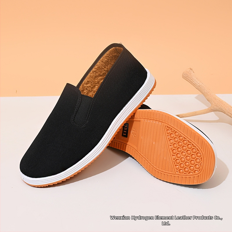 Unisex casual platnene tenisice, okrugli vrh, pamukasti gornji dio, potplat od goveđeg tetiva, ulošak od umjetnog krzna, elastični slip-on, niski gornji dio