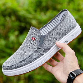 Muške platnene slip-on cipele za vožnju, okrugli vrh, platneni gornji dio, niska peta (1–3 cm), tekstilna uložak