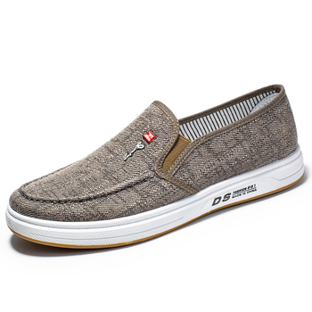 Muške platnene slip-on cipele za vožnju, okrugli vrh, platneni gornji dio, niska peta (1–3 cm), tekstilna uložak