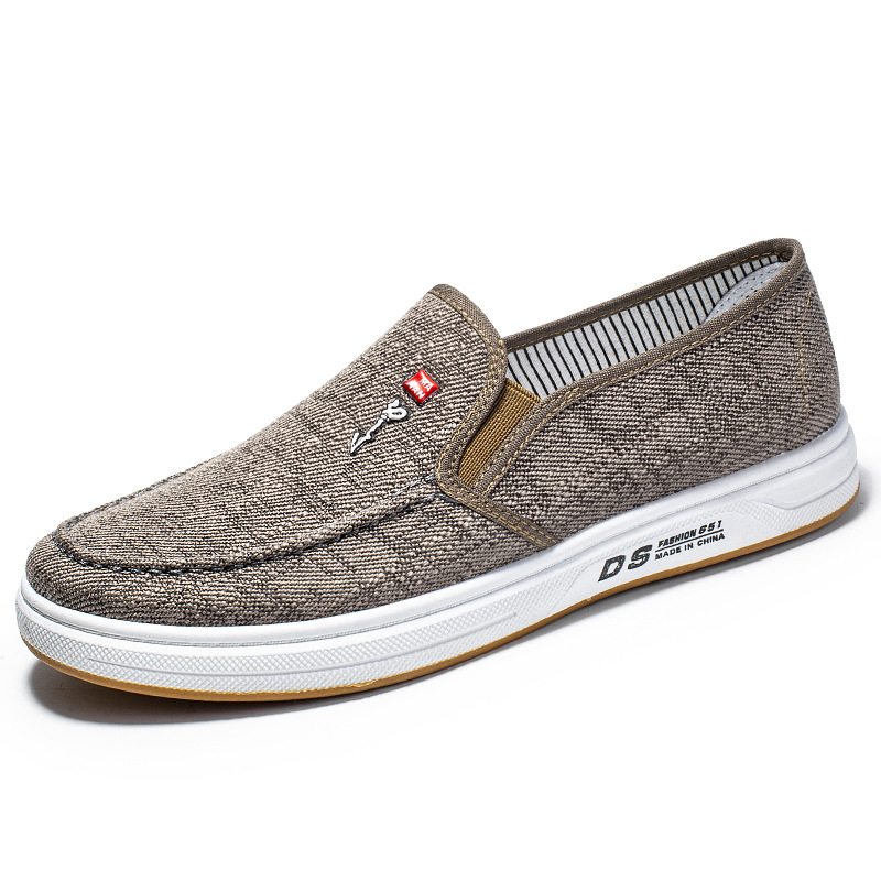 Muške platnene slip-on cipele za vožnju, okrugli vrh, platneni gornji dio, niska peta (1–3 cm), tekstilna uložak