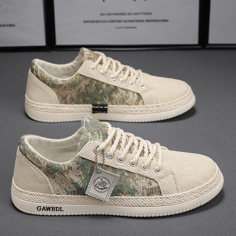 Pantofi sport din pânză pentru bărbați, respirabili și ușori, design low-top, talpă din cauciuc, închidere cu șireturi