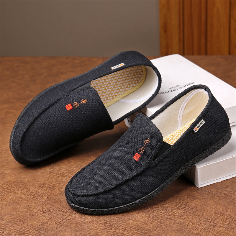 Muške slip-on tenisice od platna, bez vezica, potplat od teleće tetive, prozračne, otporne, okrugli nos, niski profil