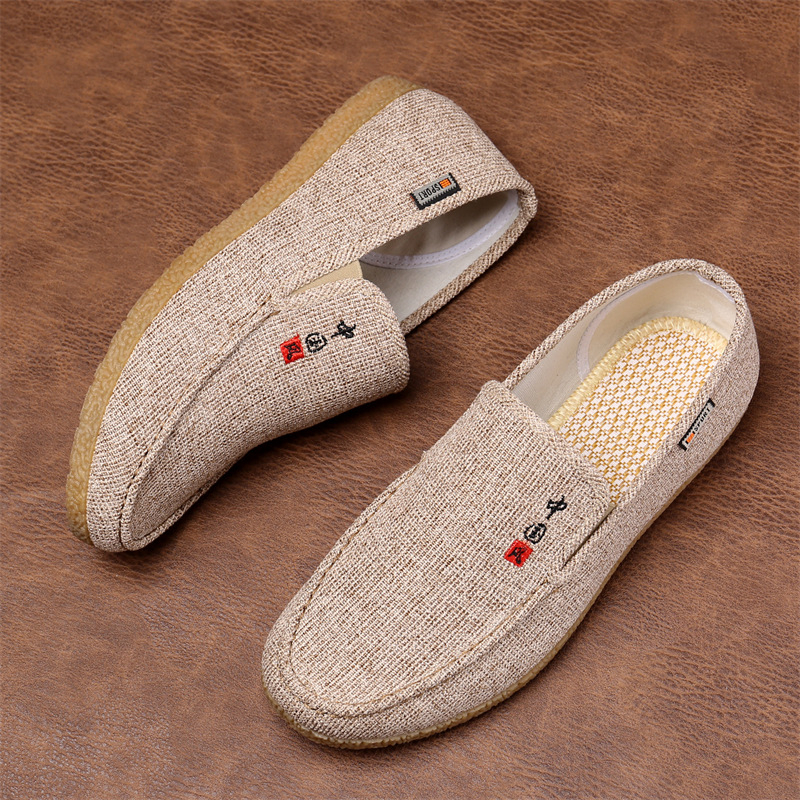 Muške slip-on tenisice od platna, bez vezica, potplat od teleće tetive, prozračne, otporne, okrugli nos, niski profil