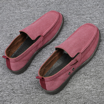 Muške slip-on casual loaferice – platnene gornje, okrugli vrh, plastična potplat, tekstilna uložak, ravna peta