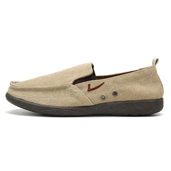 Muške slip-on casual loaferice – platnene gornje, okrugli vrh, plastična potplat, tekstilna uložak, ravna peta