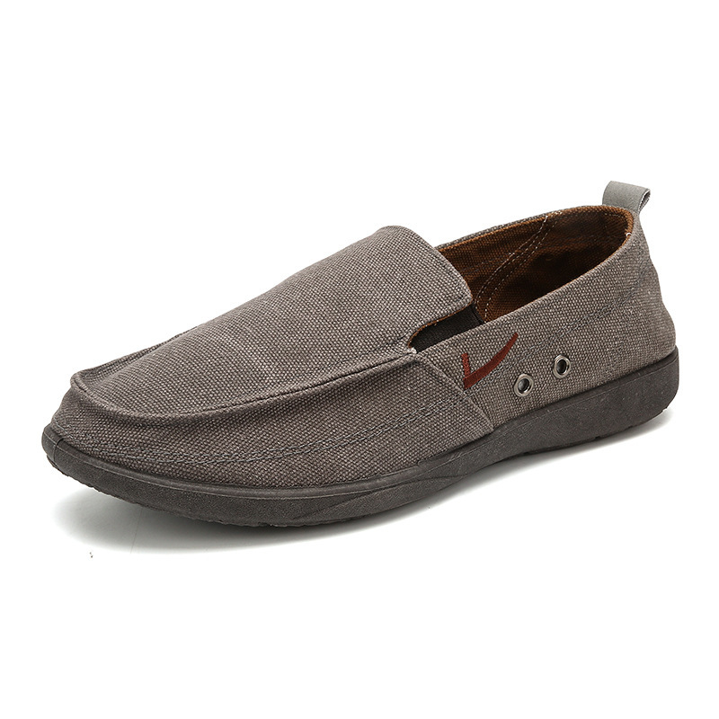 Muške slip-on casual loaferice – platnene gornje, okrugli vrh, plastična potplat, tekstilna uložak, ravna peta