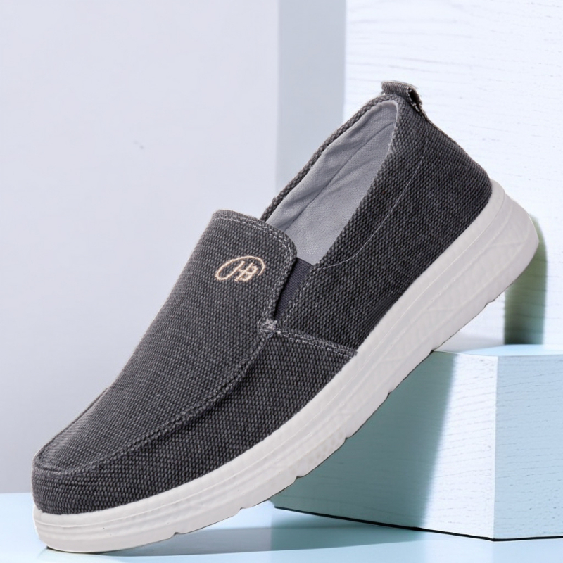 Muške platnene slip-on tenisice — Zaobljena nosnica, Gornji dio od platna, Niska potpetica (1–3 cm), Prozračne