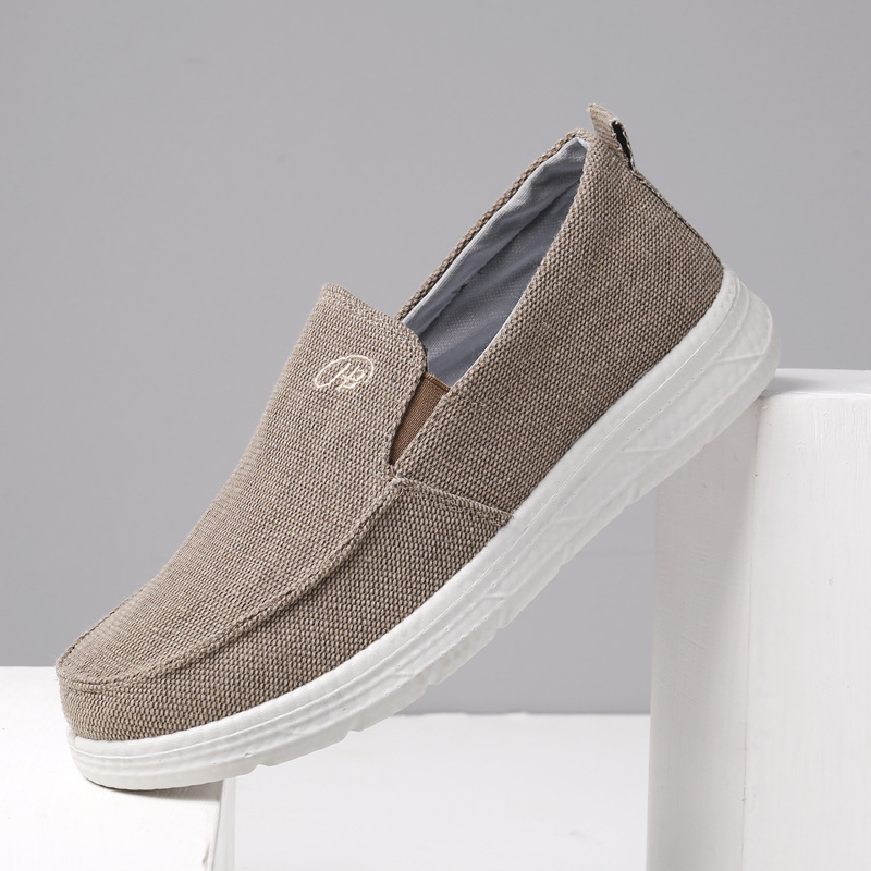 Muške platnene slip-on tenisice — Zaobljena nosnica, Gornji dio od platna, Niska potpetica (1–3 cm), Prozračne
