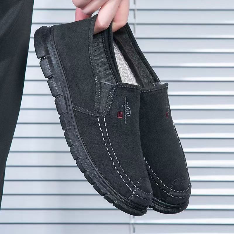 Pánske plátenné slip-on tenisky bez šnúr, okrúhla špička, nízky profil, elastická páska, gumová podrážka