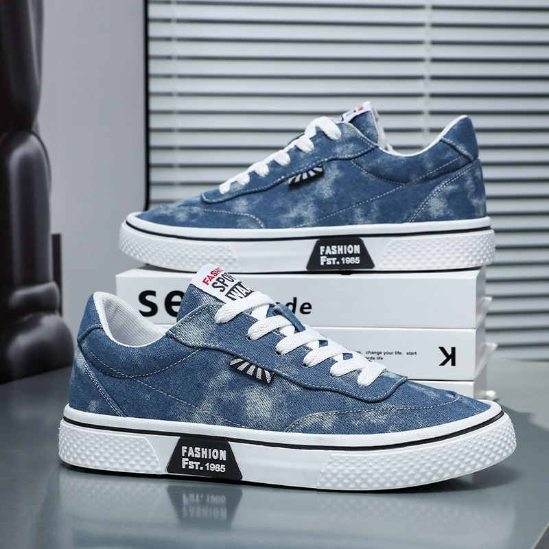 Pánske tenisky z plátna - voľný štýl, nízky vrch, guľatá špička, plátenný vrchný diel, gumová podrážka