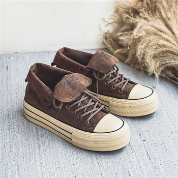 Unisex platforme visoke tenisice od platna — platneni gornji dio, gumena potplat, okrugli vrh