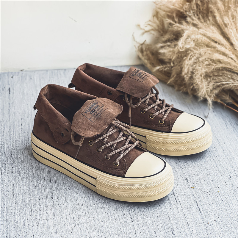 Unisex platforme visoke tenisice od platna — platneni gornji dio, gumena potplat, okrugli vrh