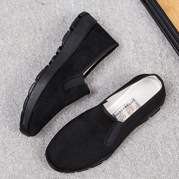 Muške Slip-On cipele od platna, okrugli vrh, prozračan pamuk gornji dio, PU đon, niski potplat 1–3 cm, lagane