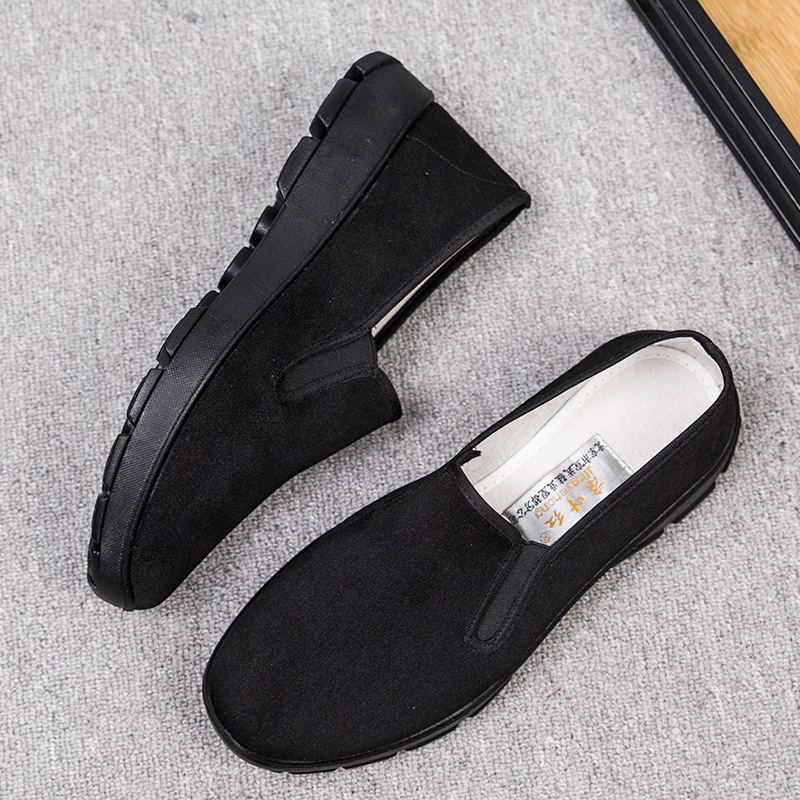Muške Slip-On cipele od platna, okrugli vrh, prozračan pamuk gornji dio, PU đon, niski potplat 1–3 cm, lagane
