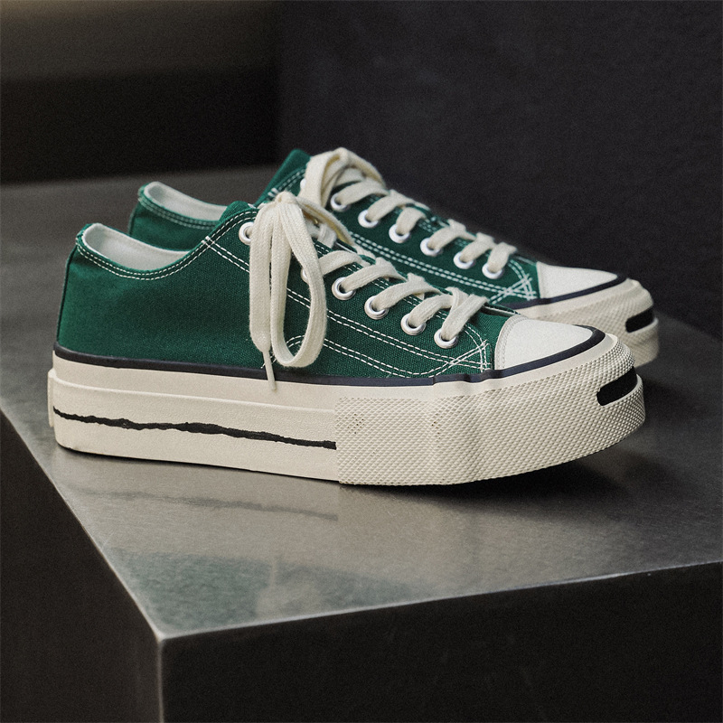 Pantofi de pânză cu talpă joasă, talpă moale care crește înălțimea, stil japonez, șireturi, talpă vulcanizată