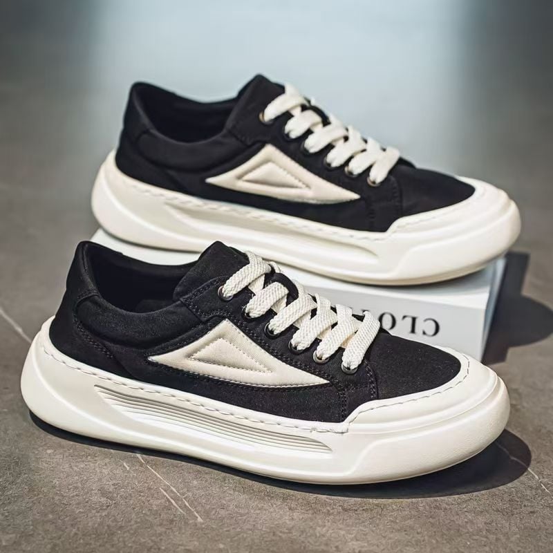 Uniszex vászon sneaker csíkos mintával, alacsony profil, fűzőkkel, EVA talpbetéttel