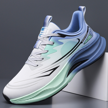 Pantofi sport casual pentru bărbați, upper din plasă, talpă EVA, închidere cu șireturi, gambă joasă, vârf rotund, absorbție la șocuri