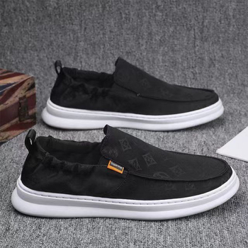 Férfi pamut textil vezetőcipő, elasztikus pánttal, kerek orrú, gumitalp, EVA talpbetét