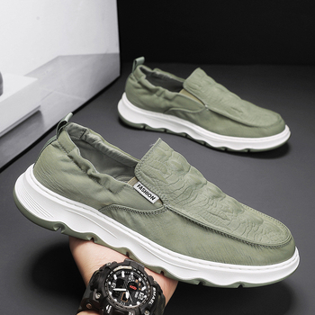 Pánske priedušné plátenné tenisky s nízkym vrškom, gumová podrážka, jednofarebné