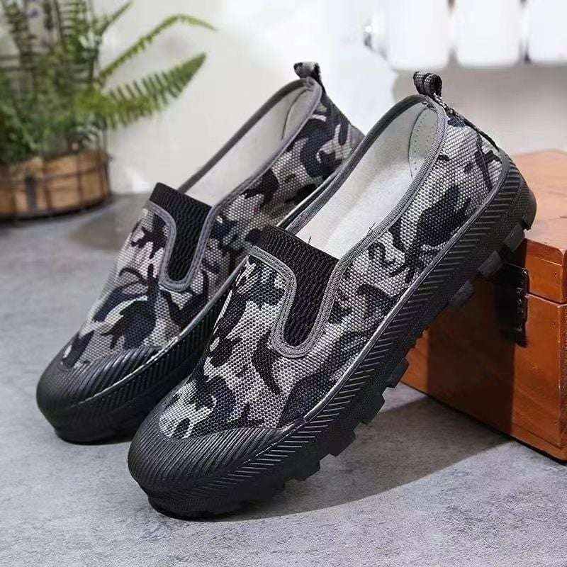 Férfiaknak készült könnyű vászon munkavédelmi cipő, csúszásmentes, kopásálló, légáteresztő, alacsony felső részű, gumitalp