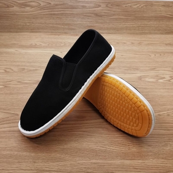 Férfi vászon téli cipő fleece béléssel, alacsony felsőrésszel, kerek orrú, talpa tehén ín