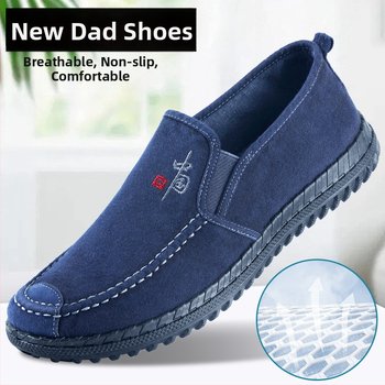 Pánske priedušné tenisky z bavlnenej látky, Slip-On, casual, okrúhla špička, nízky horný diel, plastová podrážka s injekčnou technológiou